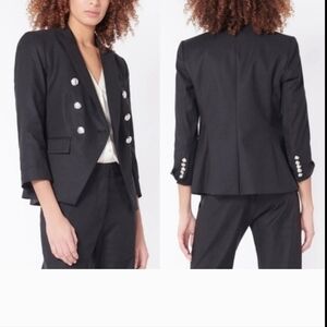 VERONICA BEARD Empire Linen Dickey Jacket Black Sz 14